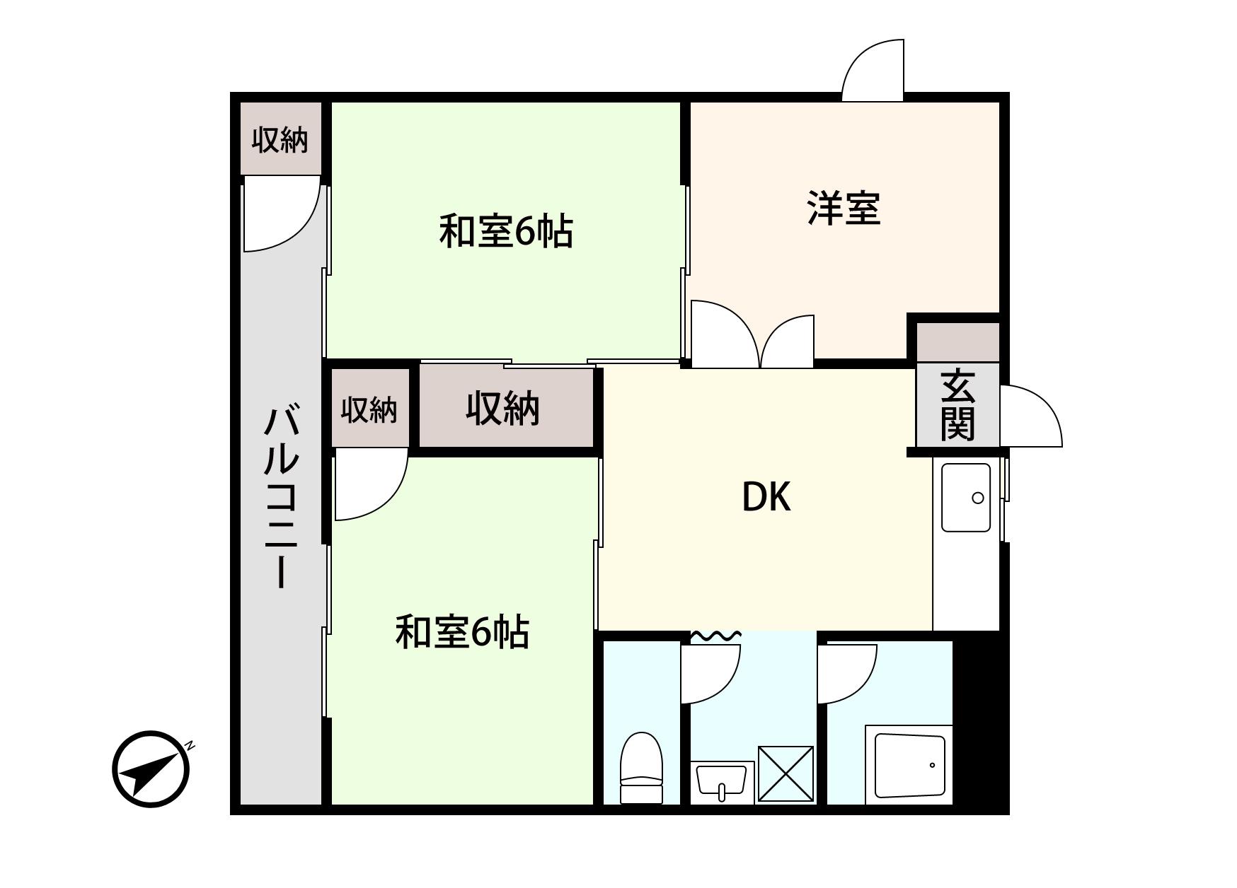 アシスト第6金沢マンション(3DK/2階)の間取り写真