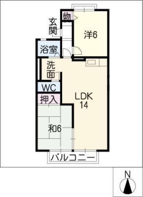 プリシェールにしき(2LDK/1階)の間取り写真