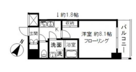 エレンシアK小岩(1K/6階)の間取り写真