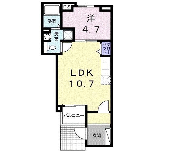 フォレスト・青葉(1LDK/1階)の間取り写真
