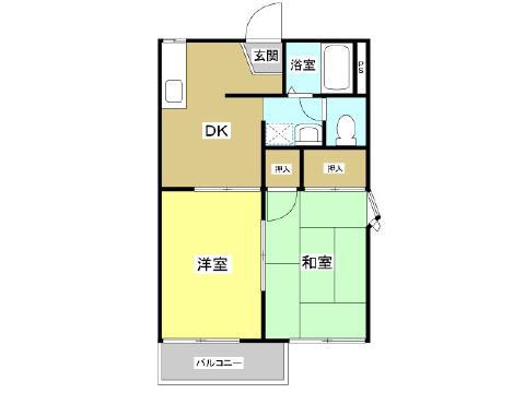 ロジュマン旭(2DK/2階)の間取り写真