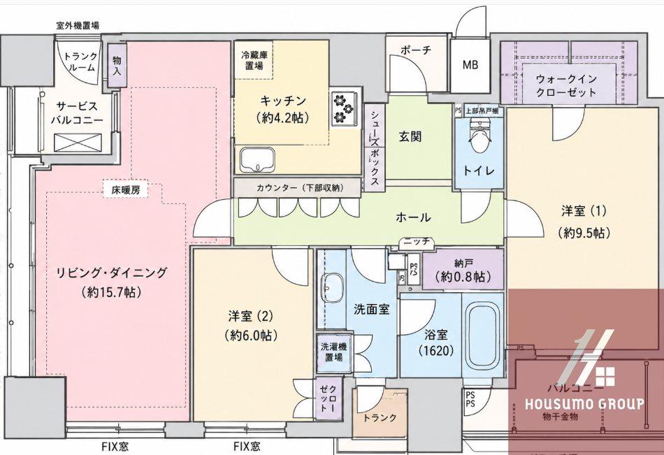 ディーグランセ上町台ハイレジデンス(2LDK/14階)の間取り写真