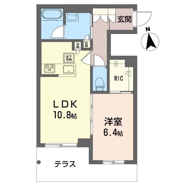 シャーメゾン湘南茅ヶ崎香川(1LDK/1階)の間取り写真