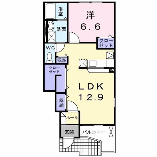 ファスタージュ II(1LDK/1階)の間取り写真
