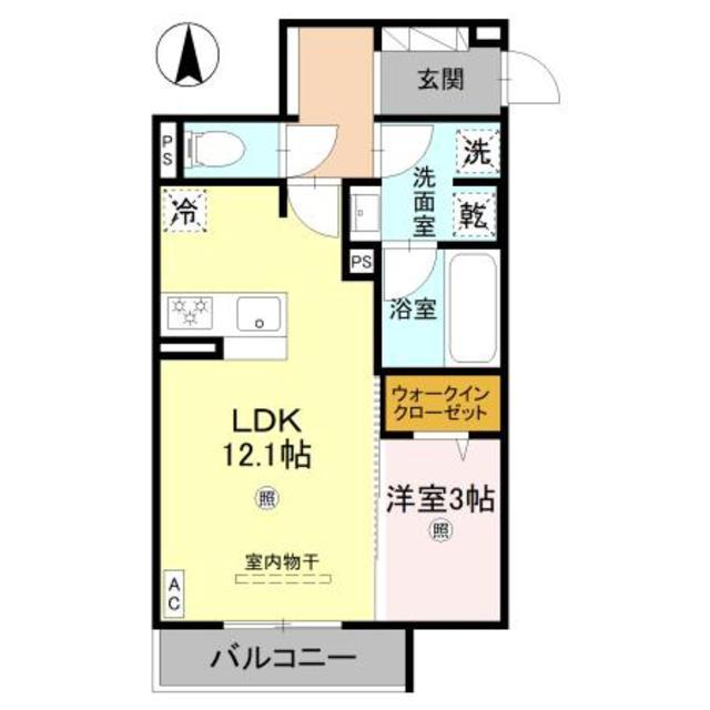 トリシア今川(1LDK/3階)の間取り写真
