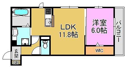 ボヌワール高井田(1LDK/1階)の間取り写真
