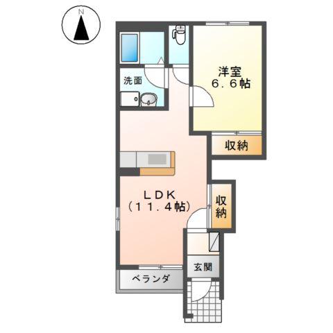 フォンテーヌA棟(1LDK/1階)の間取り写真