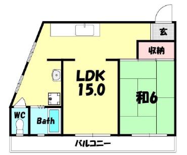 久保田マンション(1LDK/2階)の間取り写真