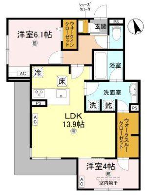 メゾンルル赤川(2LDK/1階)の間取り写真