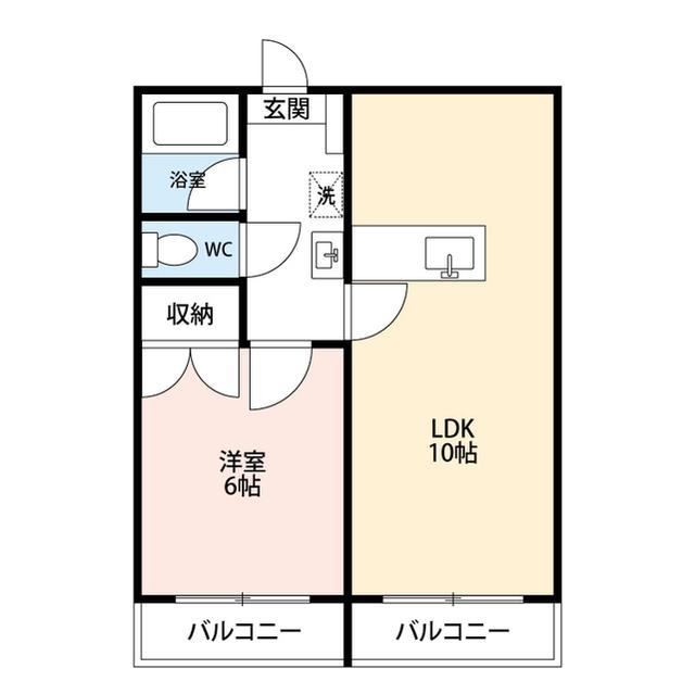 ラフォルテ美咲(1LDK/2階)の間取り写真