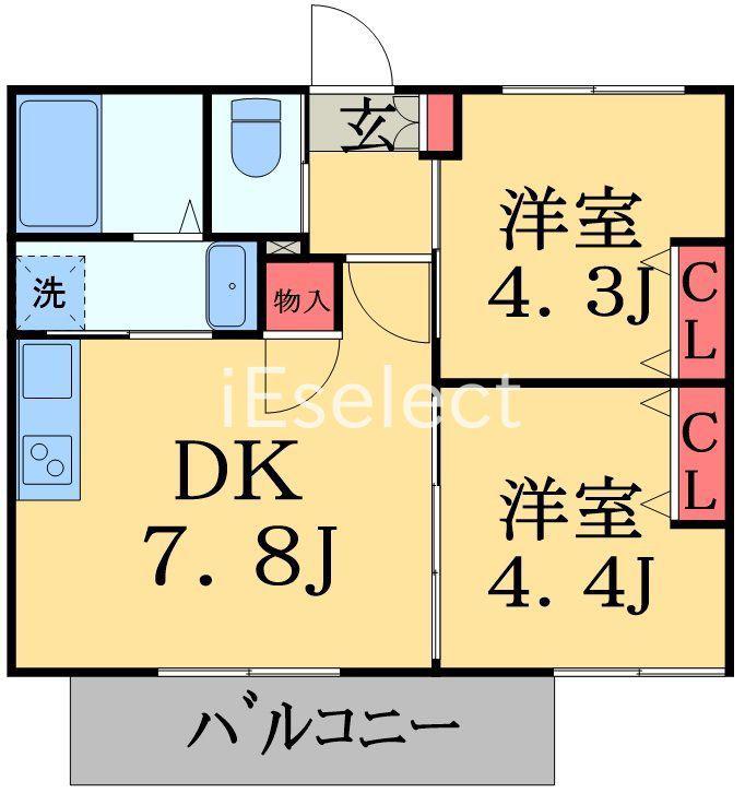 CONNECT PARK 3番館(2DK/1階)の間取り写真