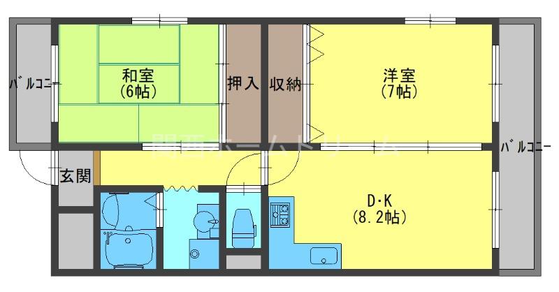 マンションT&T(2DK/6階)の間取り写真