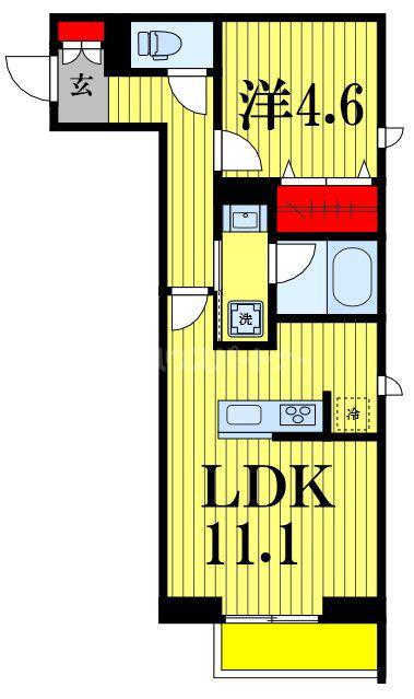 ハスクバーナ江戸川台(1LDK/1階)の間取り写真