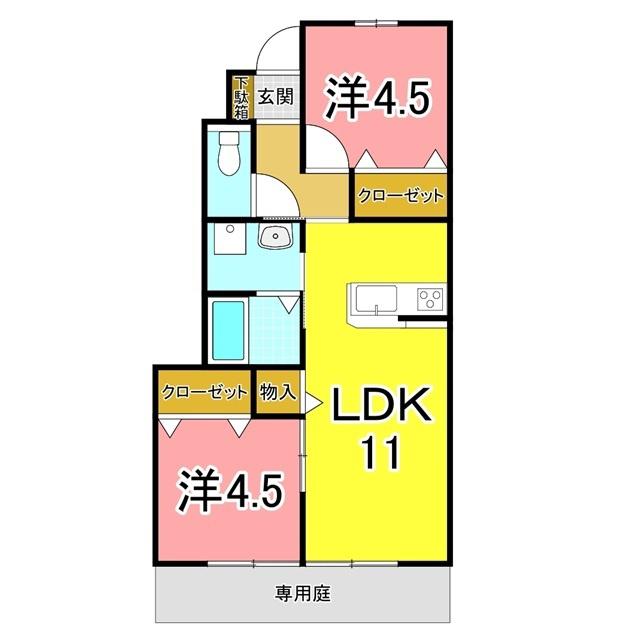 アンリコートI(2LDK/1階)の間取り写真