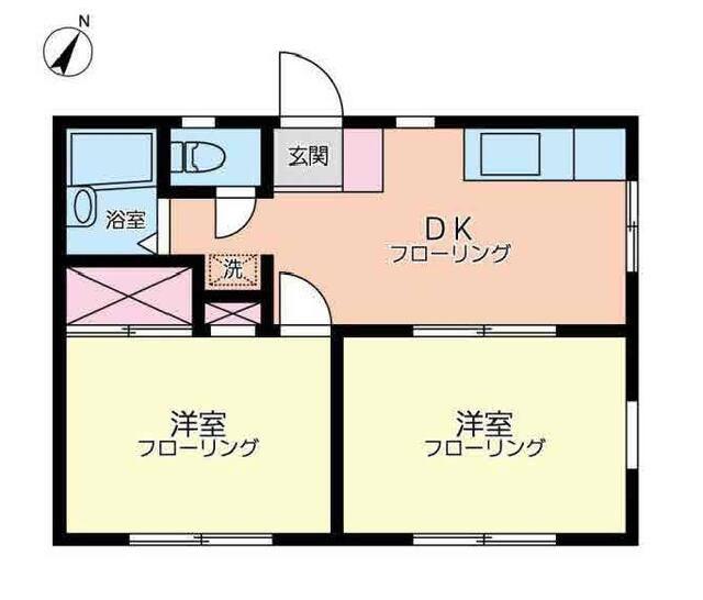 エヴァンス上鶴間A(2DK/1階)の間取り写真