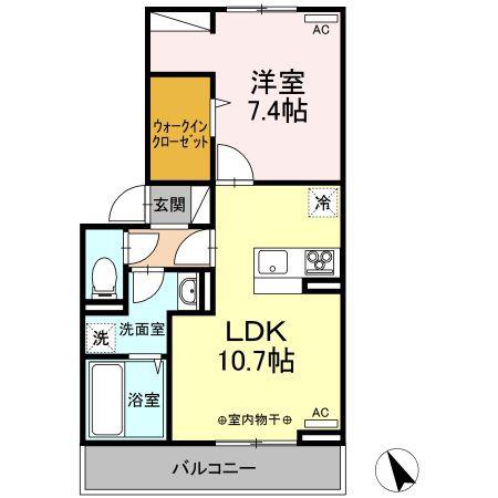 グランテラス紫塚 III(1LDK/2階)の間取り写真