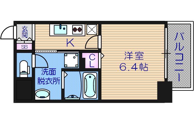 グランパシフィック大国町(1K/7階)の間取り写真