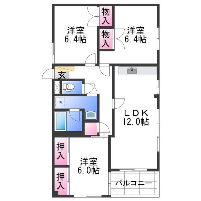 サーパス福島(3LDK/5階)の間取り写真