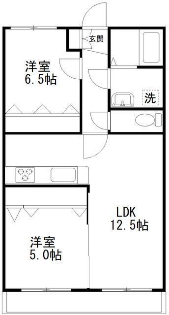 グランピリエ(2LDK/1階)の間取り写真
