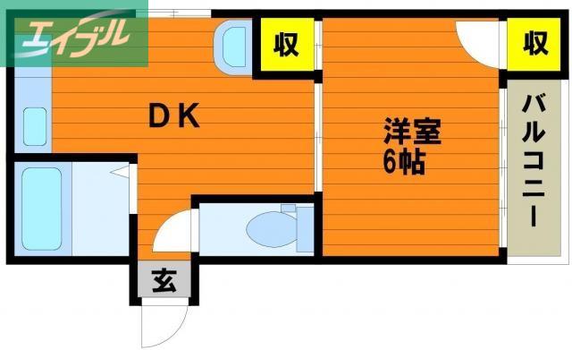 Tコーポ(1DK/3階)の間取り写真