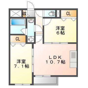 エフ ヒルサイドテラス(2LDK/3階)の間取り写真