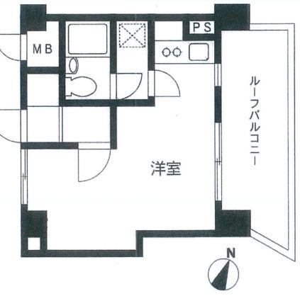 ライオンズマンション西日暮里第二(ワンルーム/12階)の間取り写真