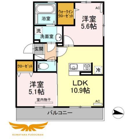 D・プレヴェイルII(2LDK/2階)の間取り写真