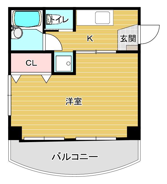 大川ハイツ(1K/2階)の間取り写真