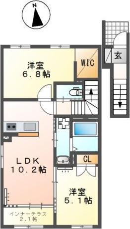 URBAN STAGEA春日I(2LDK/2階)の間取り写真