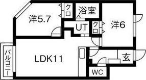 パストラル麻生東A棟(2LDK/3階)の間取り写真