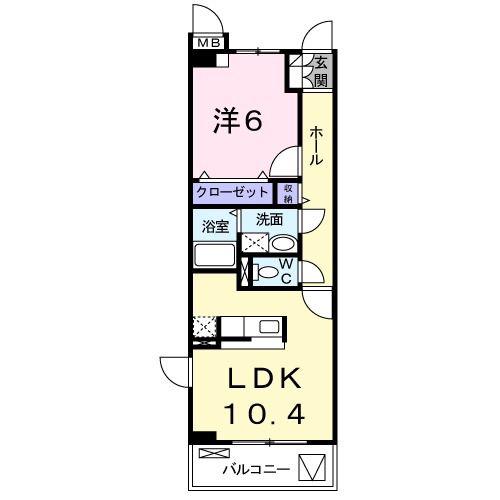 フィールド ア カラーステージ(1LDK/1階)の間取り写真