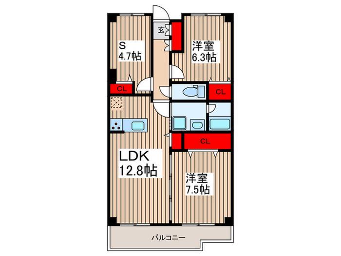 アコール新所沢ウエスト(2SLDK/1階)の間取り写真