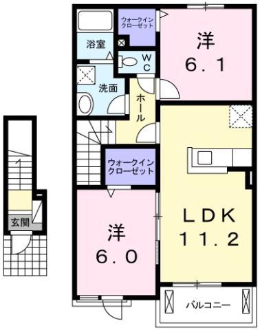 サンシーブルC(2LDK/2階)の間取り写真