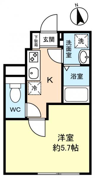 ノーム緑が丘(1K/1階)の間取り写真