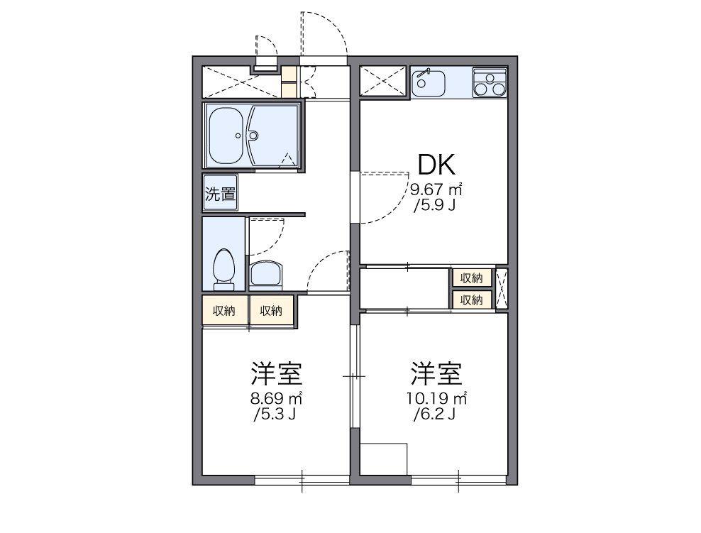レオパレスアザレーア(2DK/2階)の間取り写真