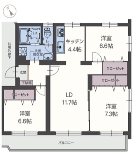 プラテリア(3LDK/2階)の間取り写真