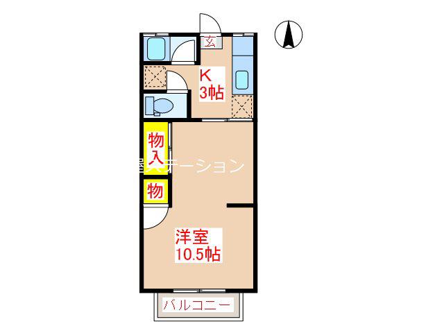 コーポ国分(1K/2階)の間取り写真