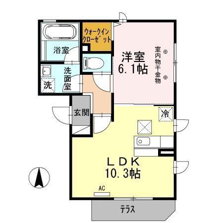 ペーシェ・スシーナ(1LDK/1階)の間取り写真