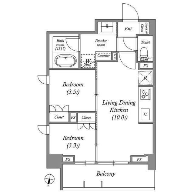 ACP RESIDENCE三ノ輪テラス(2LDK/4階)の間取り写真