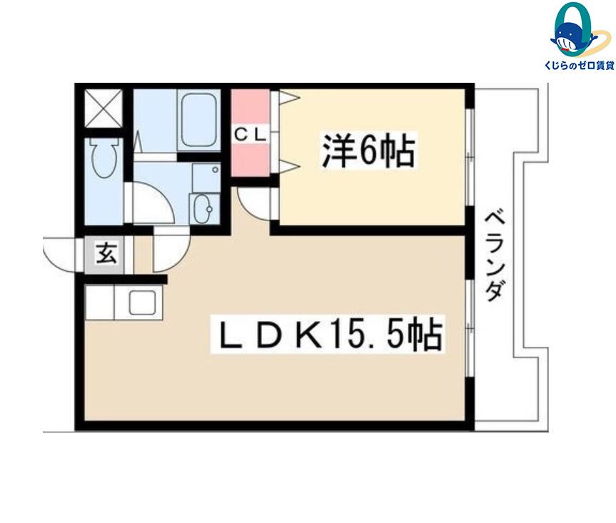 カサ松下(1LDK/3階)の間取り写真