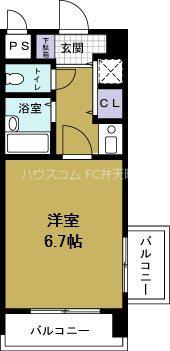 リーガル弁天町(1K/6階)の間取り写真