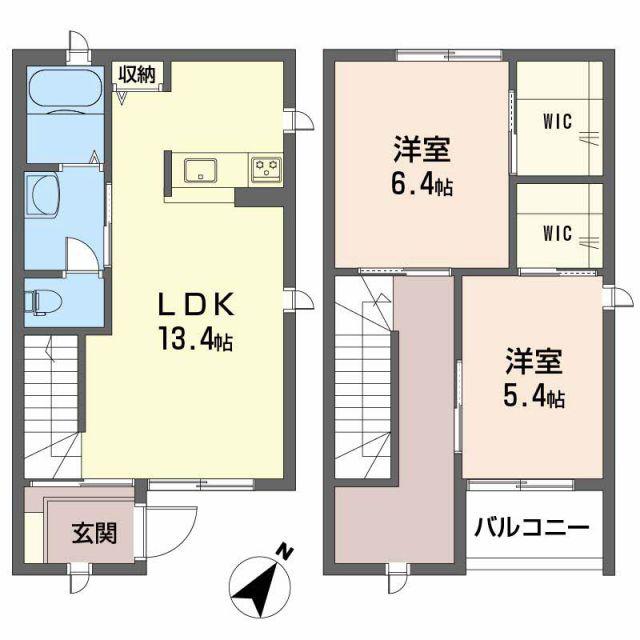 シャーメゾン弁財天(2LDK/1階)の間取り写真