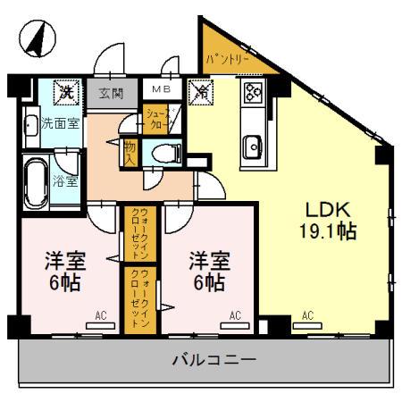 グランアネシス金澤(2LDK/7階)の間取り写真