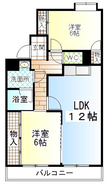 ウエストクリーク(2LDK/1階)の間取り写真