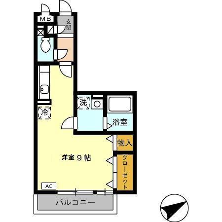 セジュール恩田(ワンルーム/3階)の間取り写真
