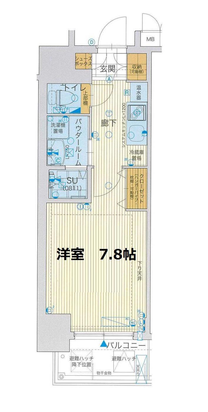 アスヴェル大阪城ウエストII(1K/13階)の間取り写真