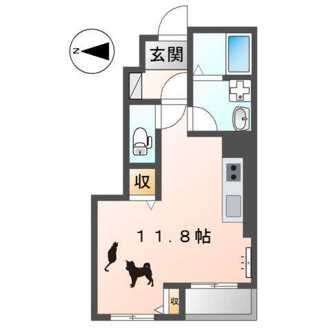 ＪＲ高徳線 屋島駅 徒歩13分 2階建 築9年(ワンルーム/1階)の間取り写真