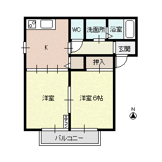 フレール五日町B(2K/2階)の間取り写真