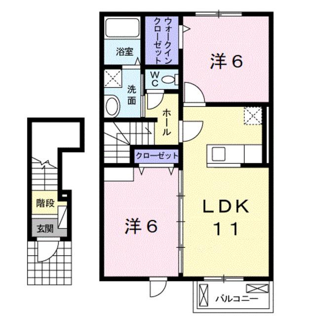 ガーデニア・C(2LDK/2階)の間取り写真