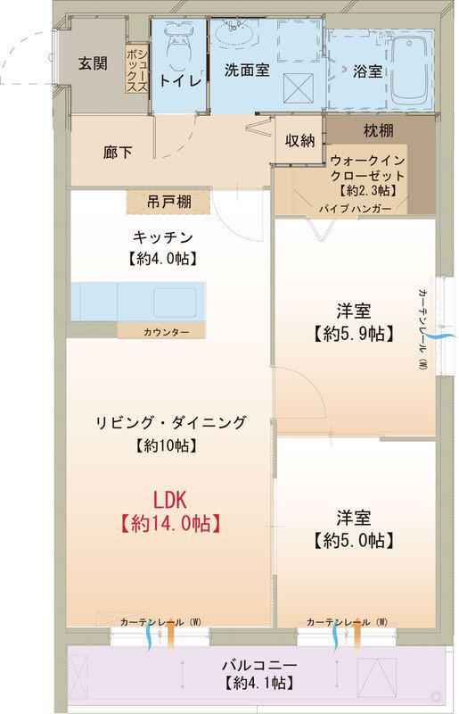 MAISON DE OLIVE(2LDK/4階)の間取り写真